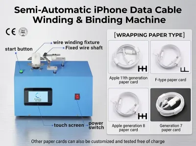 Puoliautomaattinen iPhone-datakaapelin kelaus- ja sitomiskone WPM-K287
