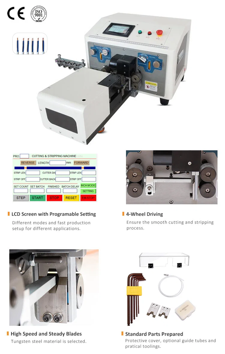 Full Automatic Electric Wire Stripping Machine, Wire Stripping Twisting Machine, Cable Cutting And Stripping Machine Electric Wire Stripping Machine, Copper Cable Stripping Machine, Wire Stripping Twisting Machine, Outer Jacket And Core Wire Stripping Machine,Cable Cutting And Stripping Machine, Flat Cable Stripping Machine, Multi Core Cable Stripping Machine Täysautomaattinen sähköinen lankakuorintakone, lankakuorimisen kiertämiskone, kaapelien leikkaaminen ja kuoriminen kone, sähköinen johtojen poistokone, kuparikaapelin kuoriminenkone, lankaiden kuoriminen kierrätyskone, ulkokuori ja ydinlangan kuorikone, kaapelin leikkaus- ja poistokone, litteä kaapelin kuorimiskone, moniytiminen kaapelin kuoriminen kone